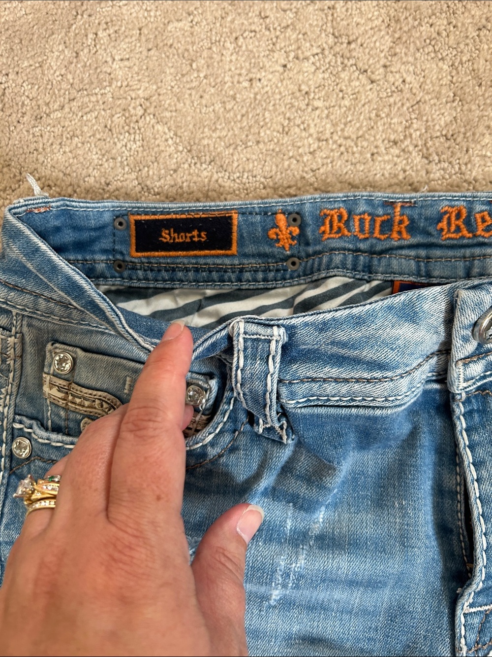 Rock Revival Light Wash Distressed Denim Cutoff Shorts - Picture 6 of 7